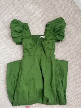 Abercrombie & Fitch Green Puff Sleeve Midi Dress